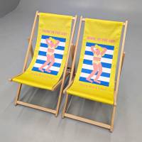 Deck chairs with advertisement