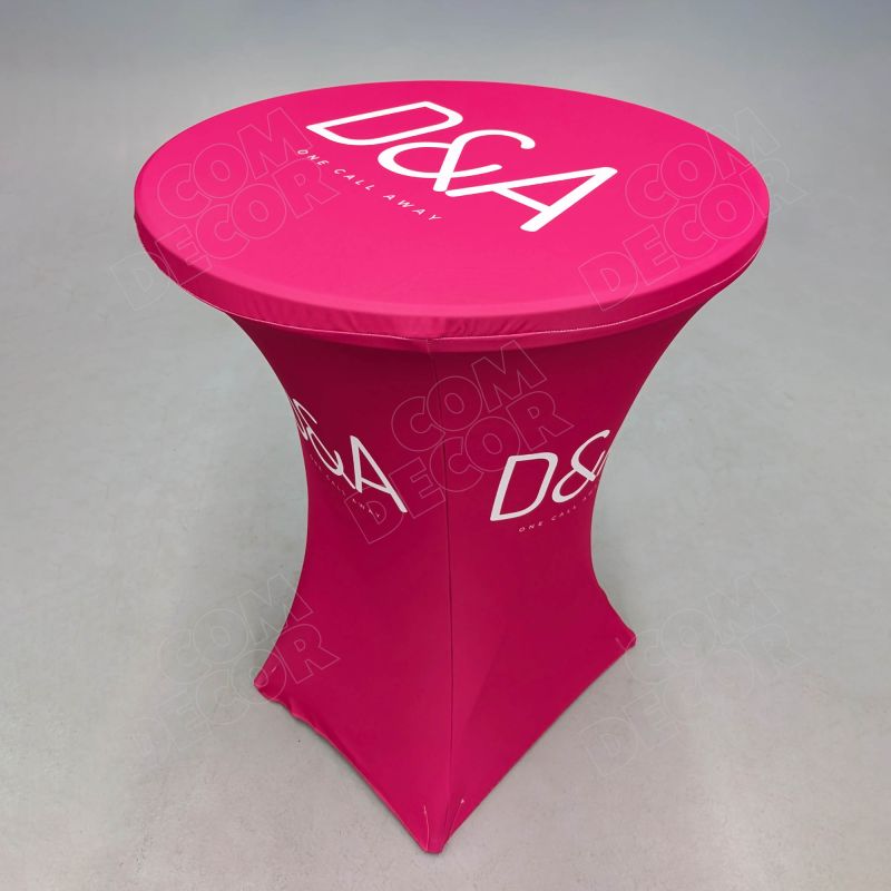 Cocktail table with logos for a promotional event