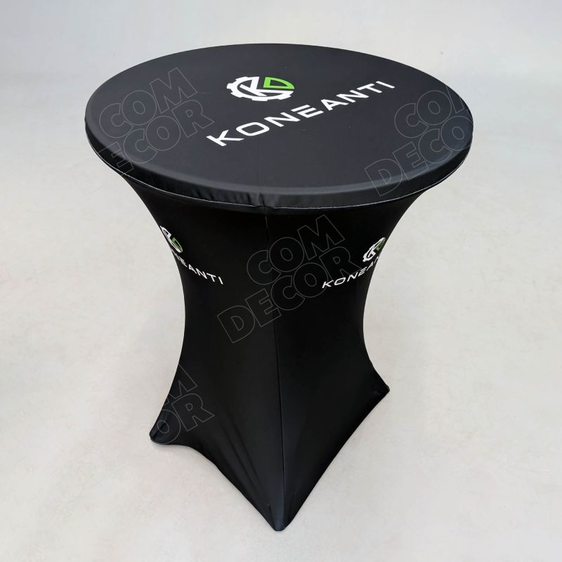 Cocktail table with printed logos