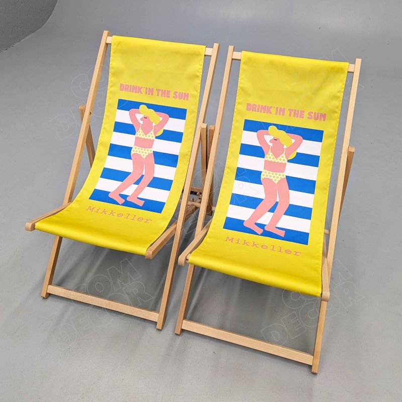 Deck chairs with advertisement