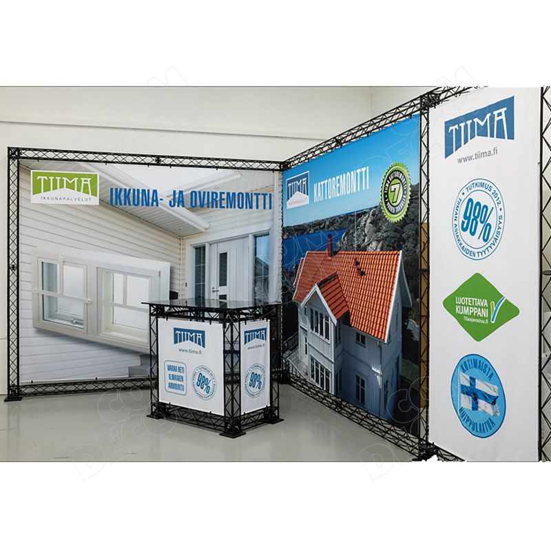 Reusable exhibition booth and accessories