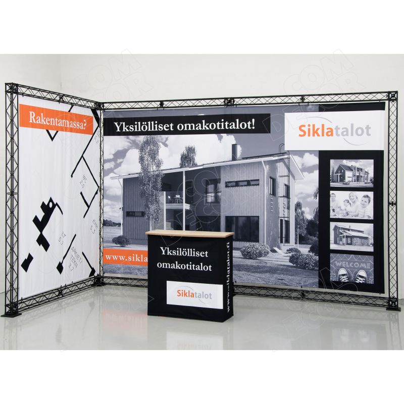 Reusable exhibition booth and accessories